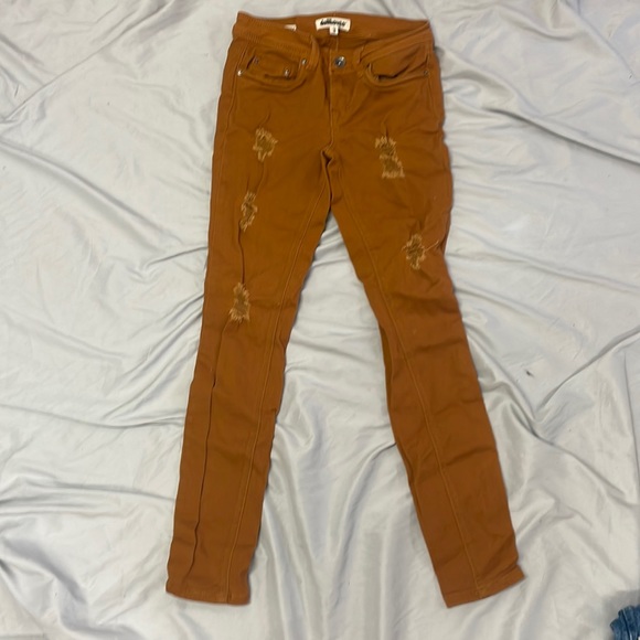 Yellow Ripped Skinny Jeans - Picture 1 of 1